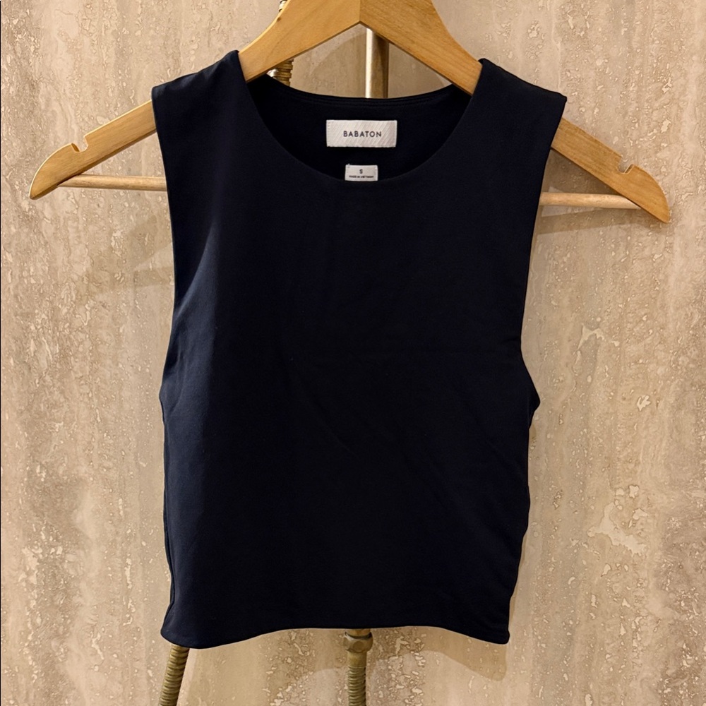 Aritzia Babaton Black Sleeveless Crop Top